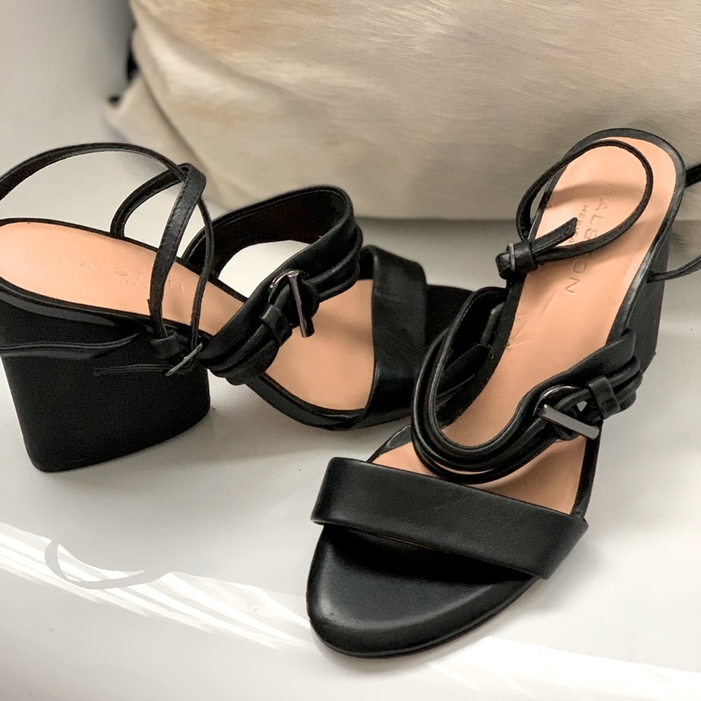 Halston Heritage Sola Leather Heeled Sandals Sz 8